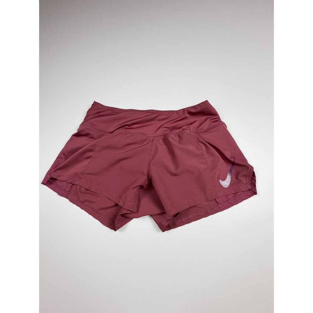 Nike Dri-FIT Running Shorts Womens XS Burgundy Just Do‎ It Lined Athletic